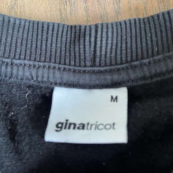 (2/$10) Gina Tricot Black Crewneck Sweater with two white lines - Picture 2 of 2